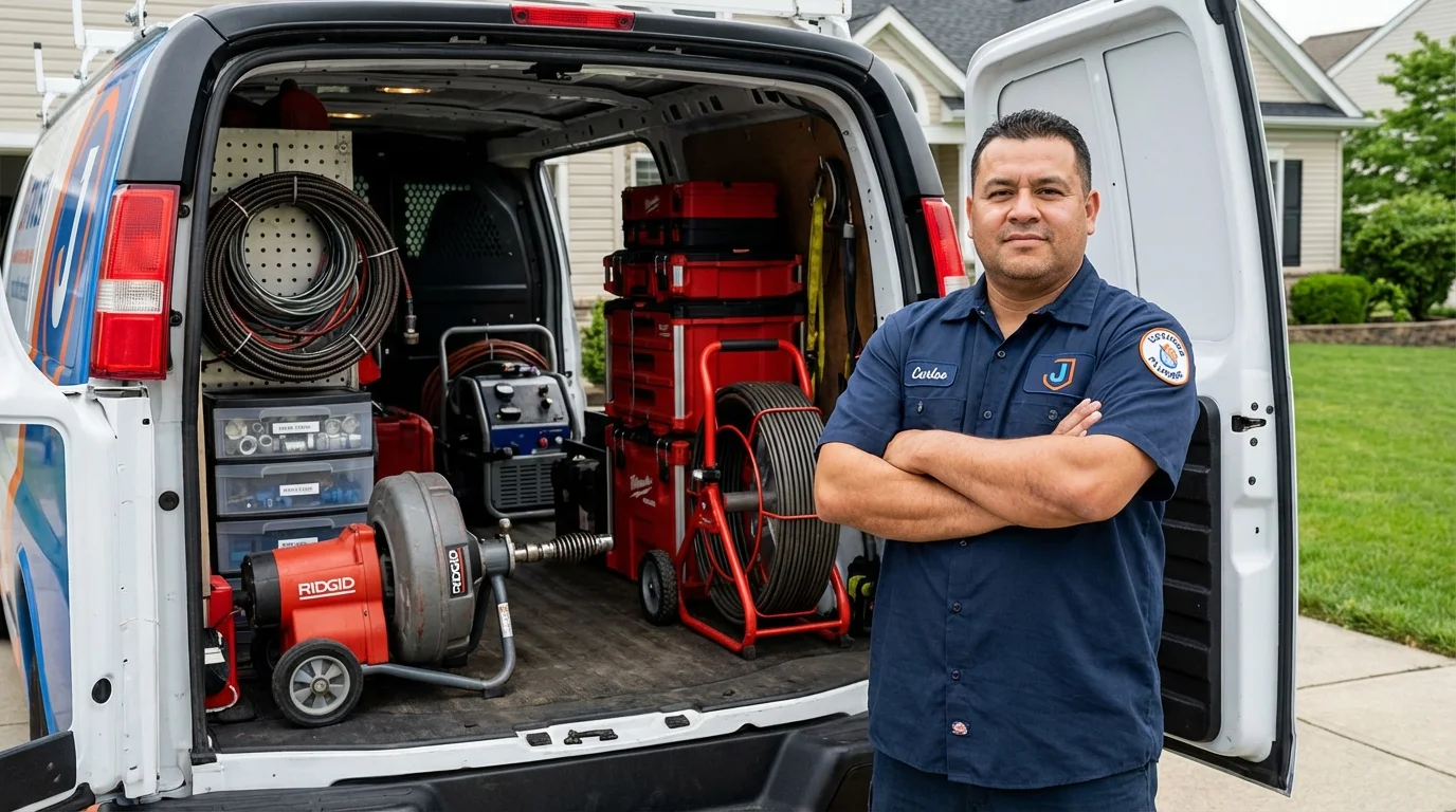 Professional drain cleaning equipment and Johns Plumbing LLC plumber in Chicora