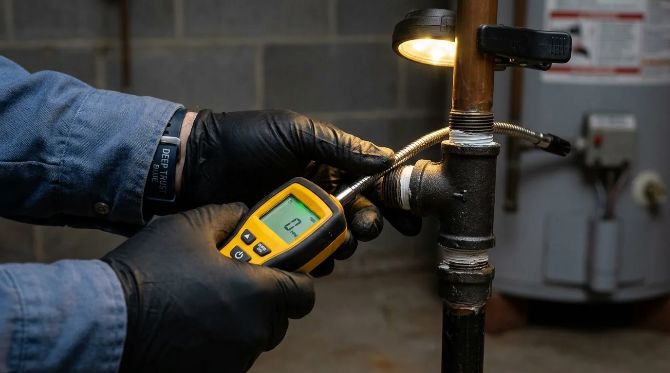 Gas leak detection with electronic sniffer by Johns Plumbing LLC in Chicora